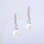 Xuping Stud Earrings, 18K Gold Plated, with White Bead and White Rhinestones, diameter 10mm +/-, length 31mm+