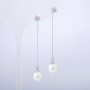 Xuping Stud Earrings, Rhodium with White Bead and White Rhinestones, Diameter 8.8mm +/-, Length 60mm +