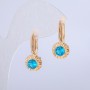 Xuping Earrings, 18K Gold Plated, with Blue Crystal, diameter 10.5mm +/-, length 24mm+