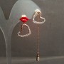 Xuping Earrings, 18K Gold Plating with White Rhinestones and Red Enamel, Diameter 15mm +/-, Length 66mm +