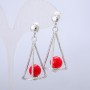 Xuping Stud Earrings with Rhodium Plating and Red Bead, diameter 42x20mm+