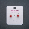 Xuping Stud Earrings, 18K Gold Plated, with Red Bead and White Rhinestones, diameter 8mm+