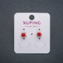 Xuping Stud Earrings, 18K Gold Plated, with Red Bead and White Rhinestones, diameter 8mm+