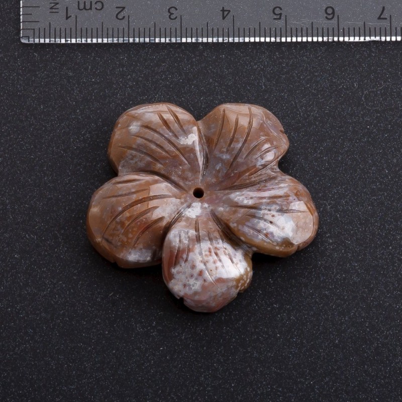 Flower Cabochon Natural Stone, 41mm Diameter, Jasper