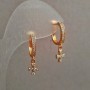 Xuping Earrings, 18K Gold Plated, with White Stones, length 24mm+