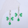Xuping Rhodium Earrings with Green Crystals, diameter 14mm +/-, thickness 28mm+