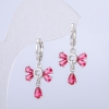 Xuping Rhodium Earrings with Raspberry Crystals, diameter 14mm +/-, thickness 28mm+