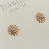 Xuping Stud Earrings, 18K Gold Plated, with White Petrol Crystal, diameter 6.5mm+