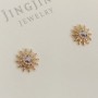 Xuping Stud Earrings, 18K Gold Plated, with White Petrol Crystal, diameter 6.5mm+