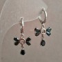 Xuping Rhodium Earrings with Black Crystals, diameter 14mm +/-, thickness 28mm+