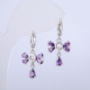 Xuping Rhodium-Plated Earrings with Lilac Crystals, 14mm Diameter +/-, 28mm Thickness +