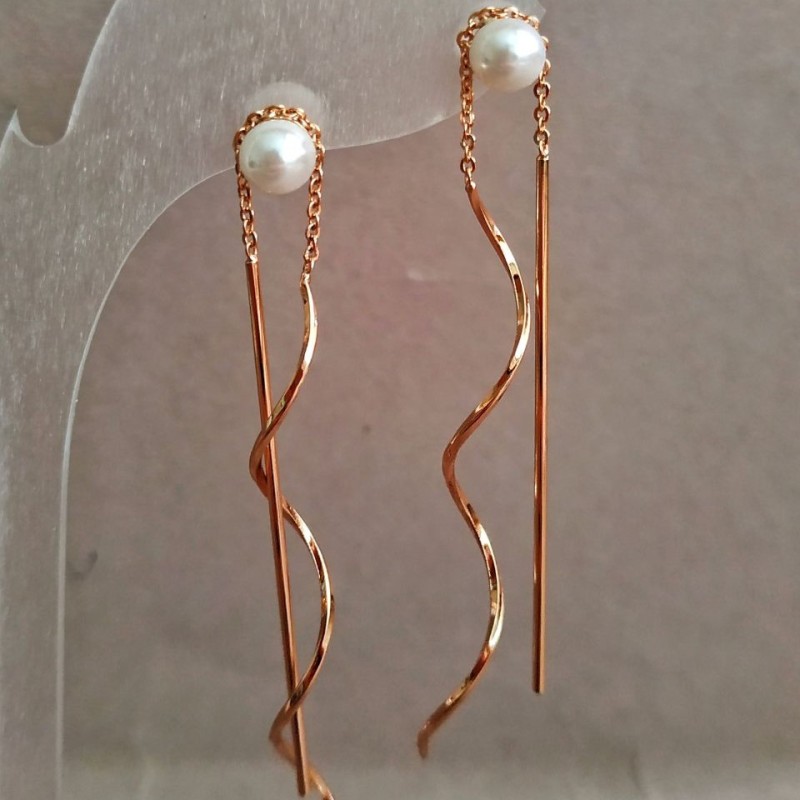Xuping Earrings, 18K Gold Plated, with Bead, length 60mm+