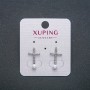 Xuping "Cross" Stud Earrings, Rhodium-Plated with White Rhinestones and Bead, 18x10mm Diameter +