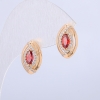 Xuping Earrings, 18K Gold Plated with White Rhinestones and Red Crystal, 15x10mm Diameter +