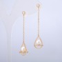 Xuping Stud Earrings, 18K Gold Plated, with White Rhinestones and Bead, diameter 10.5mm +/-, length 50mm+
