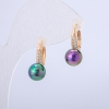 Xuping Earrings, 18K Gold Plated with White Rhinestones and Black Petrol-Tone Bead, 19mm Length +