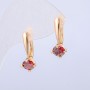 Xuping Earrings, 18K Gold Plated with Red Crystal, 22x8mm Diameter +