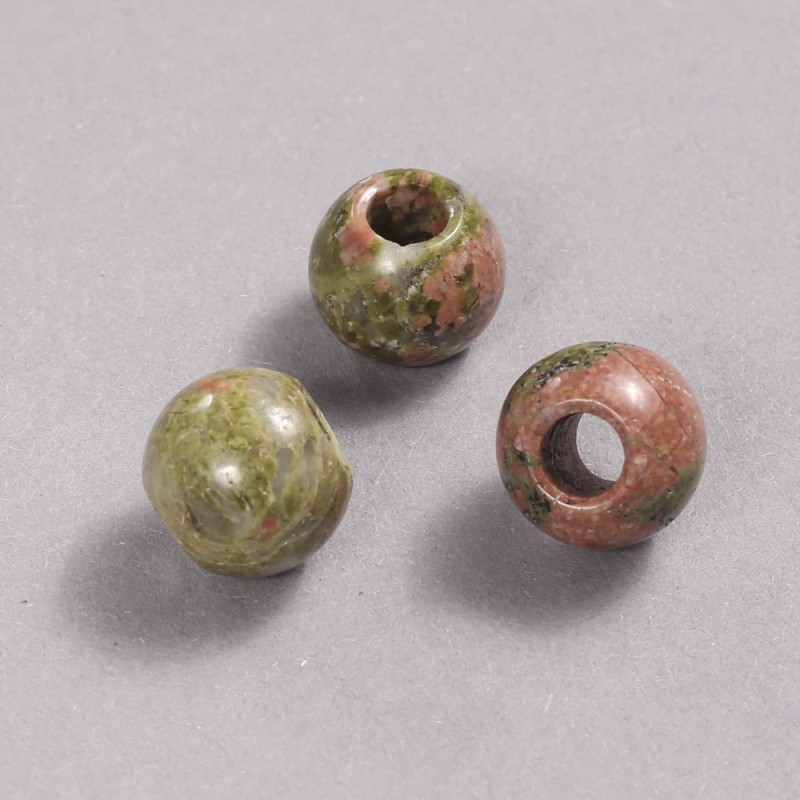 Pandora Bead Natural Unakite Jasper Stone 12x10mm, hole diameter 5mm +