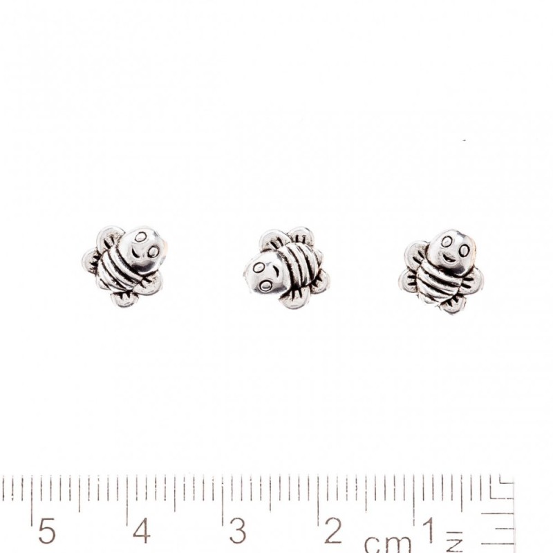 "Crazy Bee" Bead Finding 8x9mm, Hole Diameter 1.5mm, Silver Metal Color, 20g Pack +/-31pcs
