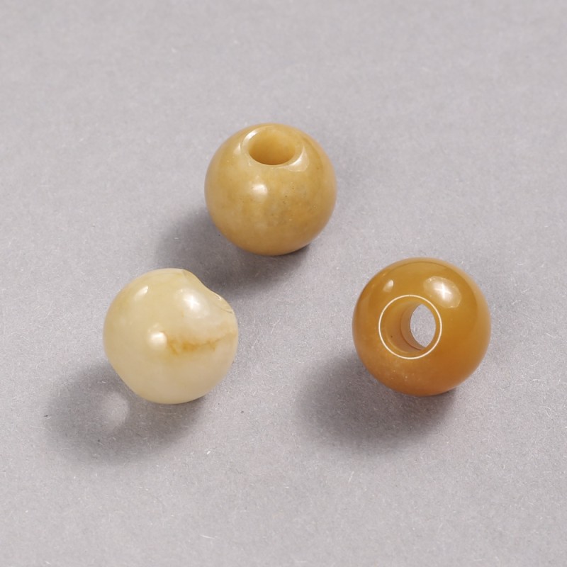 Pandora Bead Natural Yellow Agate Stone 14x12mm +/-, hole diameter 5.5mm +