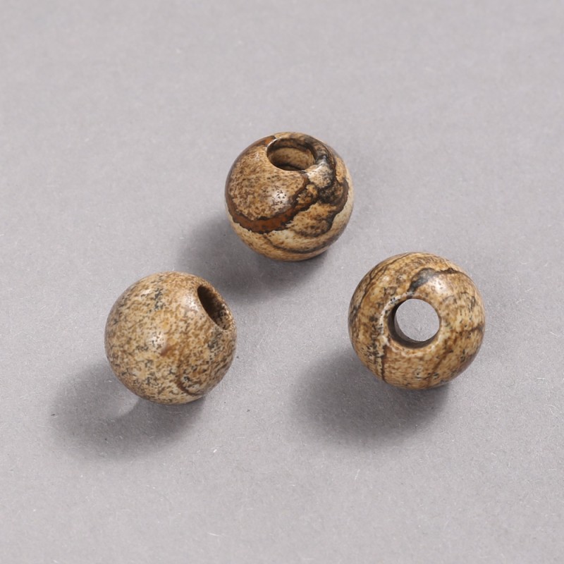 Pandora Bead Natural Stone Picture Jasper 14x12mm + -, hole diameter 5.5mm +