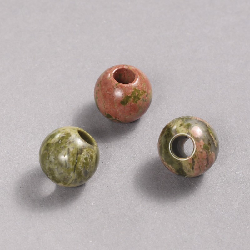 Pandora Bead Natural Unakite Jasper Stone 16x14mm +/-, hole diameter 5.5mm +