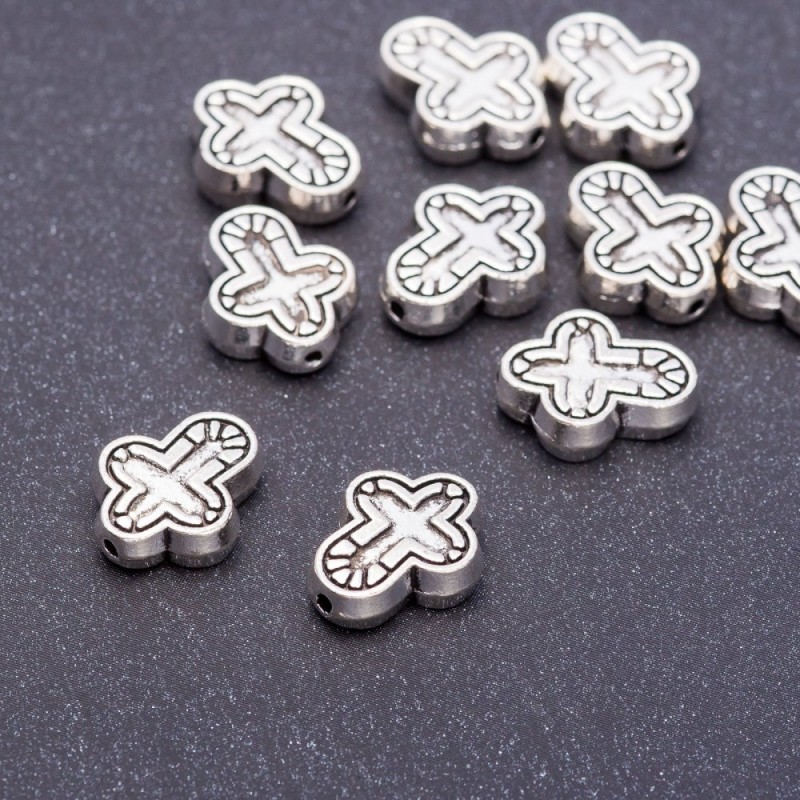 Cross Bead Finding 14x12mm, Silver Metal Color, 20g Pack +/-10pcs