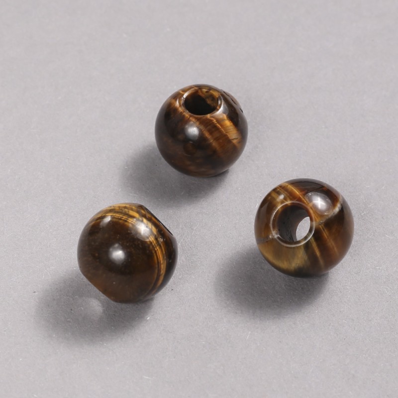 Pandora Bead Natural Stone Tiger's Eye 16x14mm + -, hole diameter 5.5mm +