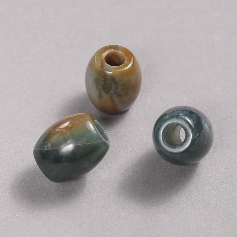 Pandora Bead Natural Stone Green Jasper 16.5x15.5mm +/-, hole diameter 5.5mm +