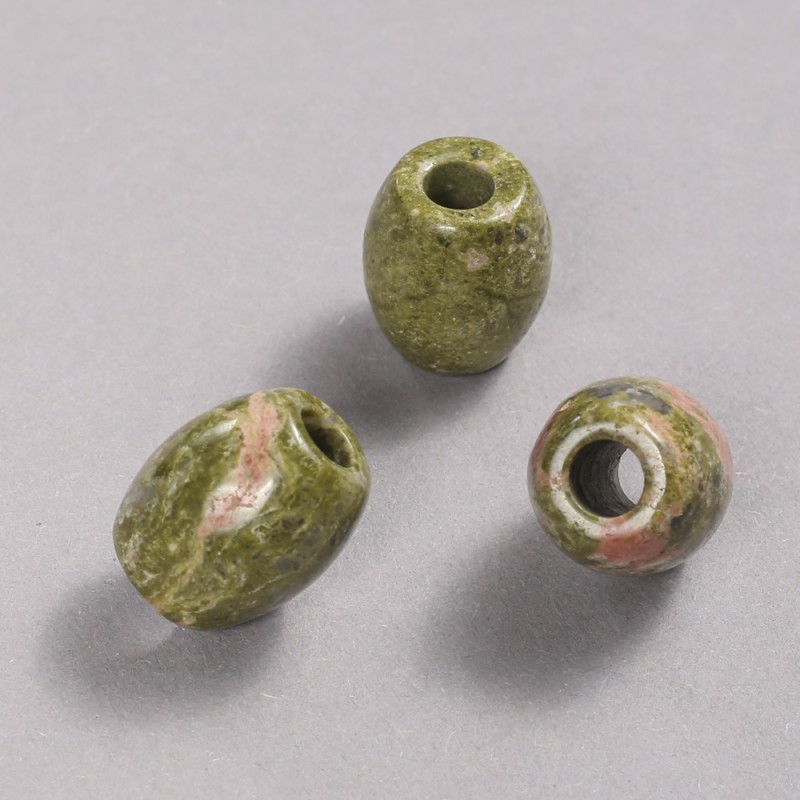 Pandora Bead Natural Stone Unakite Jasper 16.5x15.5mm +/-, hole diameter 5.5mm +
