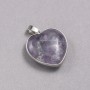 Pendant Heart in a Silver Plated Setting with Natural Amethyst Stone, 26×26 mm