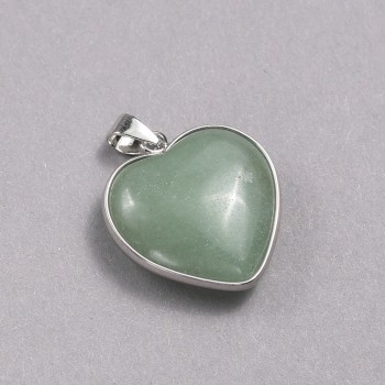 Heart Pendant in Silver-Tone Setting Jade, diameter 26x26mm+