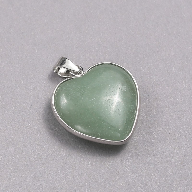 Heart Pendant in Silver-Tone Setting Jade, diameter 26x26mm+