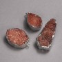 Pendant in Silver-Tone Setting Orange Geode Druzy, diameter 33x20mm+/- assorted sizes