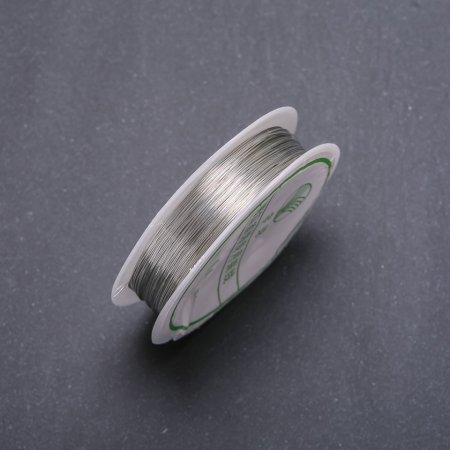 Silver-Tone Jewelry Wire, diameter 0.2mm spool, length 45(+/-)m