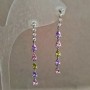 Xuping Earrings, Stud Earrings, Rhodium with White Rhinestones and Crystals, length 42mm+