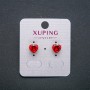 Xuping Heart Earrings, Stud Earrings, 18K Gold Plated with Red Crystal, diameter 8mm+