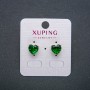 Xuping Heart Earrings, Stud Earrings, 18K Gold Plated with Green Crystal, diameter 8mm+