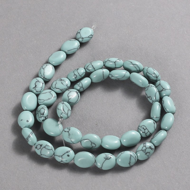 Turquoise Beads Smooth Oval, diameter 10x8mm+/-, length 39cm+