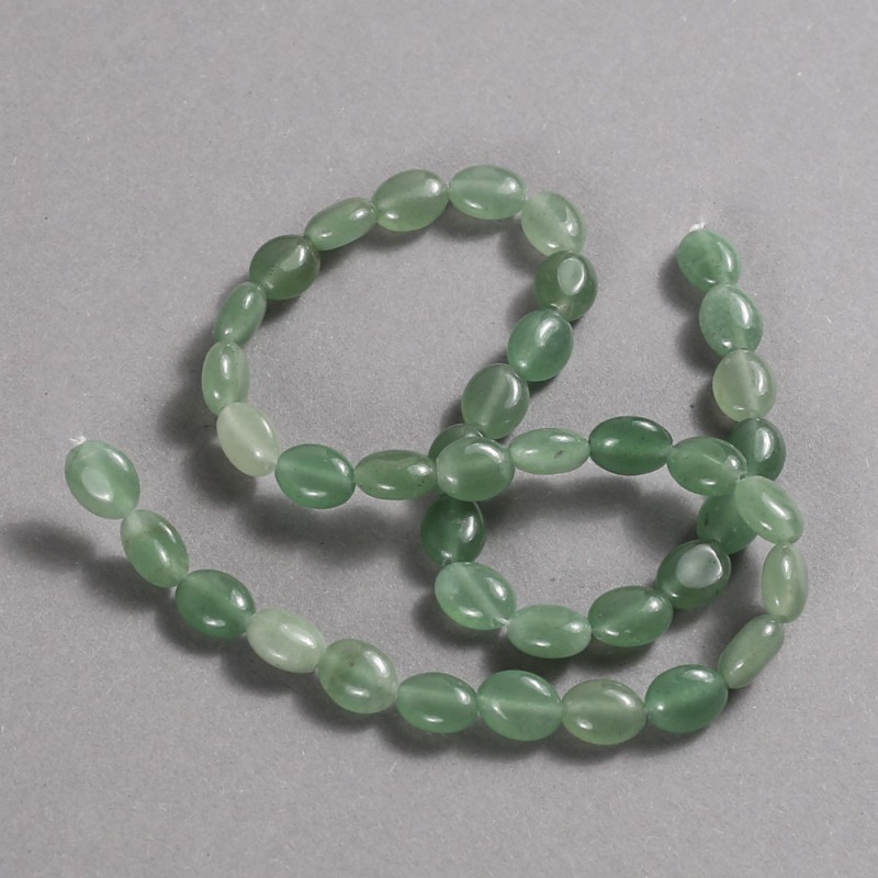 Beads on a String Natural Stone Nephrite Jade Smooth Oval, Diameter 10x8mm +/-, Length 39cm+