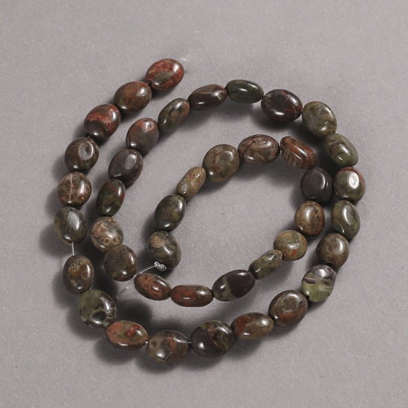 Beads on a String Natural Stone Picasso Jasper Smooth Oval, Diameter 10x8mm +/-, Length 39cm+