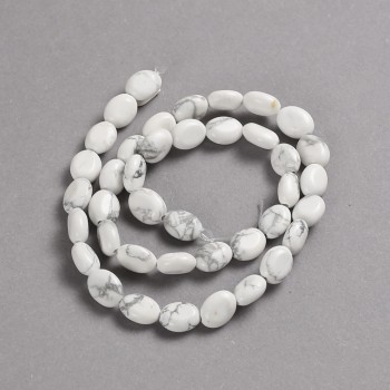 Natural Cacholong Stone Beads on a Strand, Smooth Oval, Diameter 10x8mm +/-, Length 39cm +