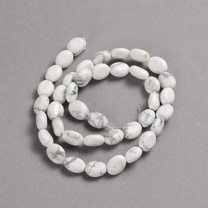 Natural Cacholong Stone Beads on a Strand, Smooth Oval, Diameter 10x8mm +/-, Length 39cm +