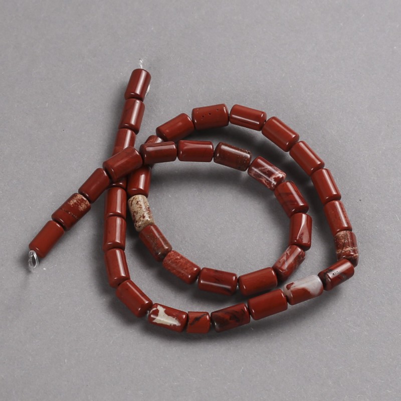 Natural Red Jasper Stone Beads on a Strand, Smooth Cylinder, Diameter 10x6mm +/-, Length 41cm +