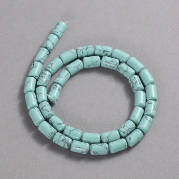 Turquoise beads (artificial) smooth cylinder, diameter 10x6mm +/-, length 41cm +/-