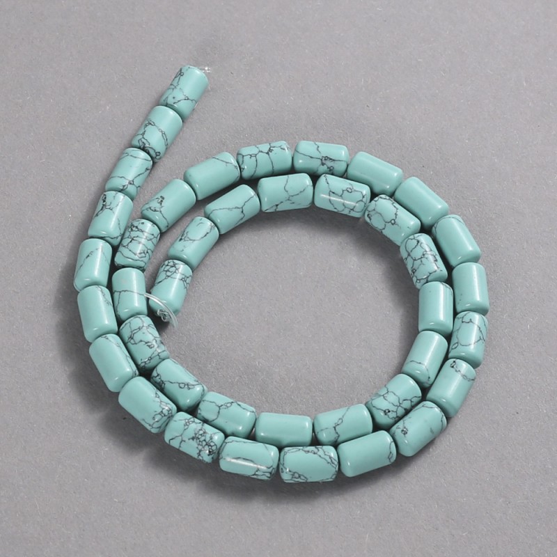 Turquoise Beads, Smooth Cylinder, Diameter 10x6mm +/-, Length 41cm +