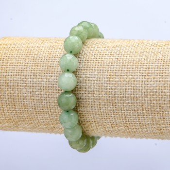 Bracelet Faceted Bead 10mm +/- on Elastic Cord Jade (Imitation), diameter 10mm