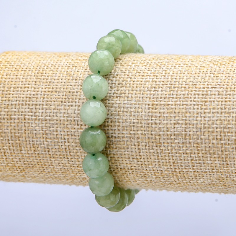 Bracelet Faceted Bead 10mm +/- on Elastic Cord Jade (Imitation), diameter 10mm