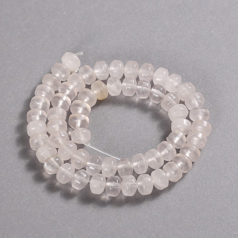 Natural Stone Beads on Strand Rose Quartz Smooth Rondelle, diameter 9x7mm +/-, length 39cm +