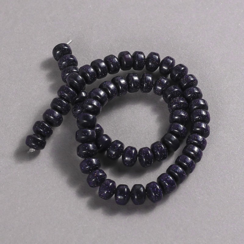 Beads on Strand Aventurine Blue Sand Cairo Night (Synthetic) Smooth Rondelle, diameter 9x7mm +/-, length 39cm +